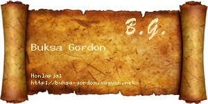 Buksa Gordon névjegykártya